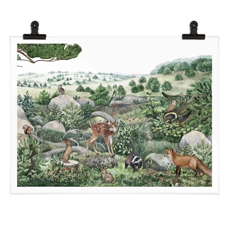 Poster Kikki Belle - balade en forêt 