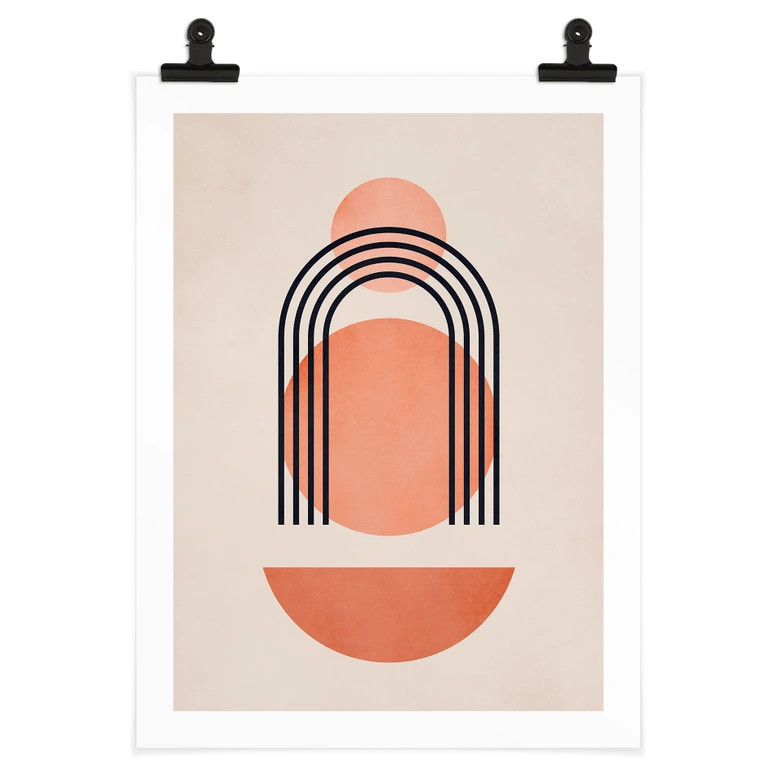 Poster Abstrakte Geometrie in Pfirsichfarben - Kubistika 