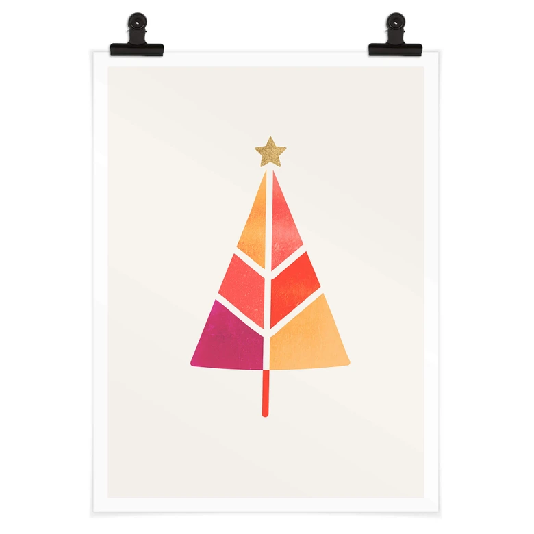 Poster Kubistika - Bunter Weihnachtsbaum 