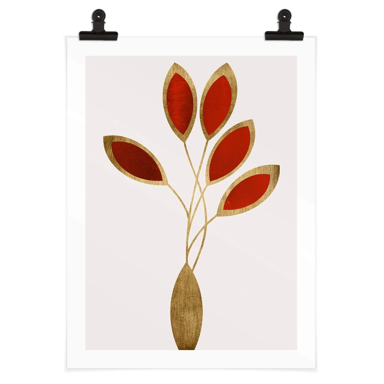 Plakat Kubistika - Cinco Red Gold 