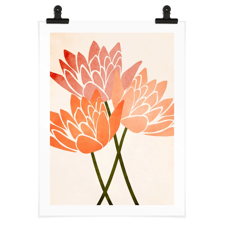 Poster Farbenfrohe Lotusblumen - Kubistika 
