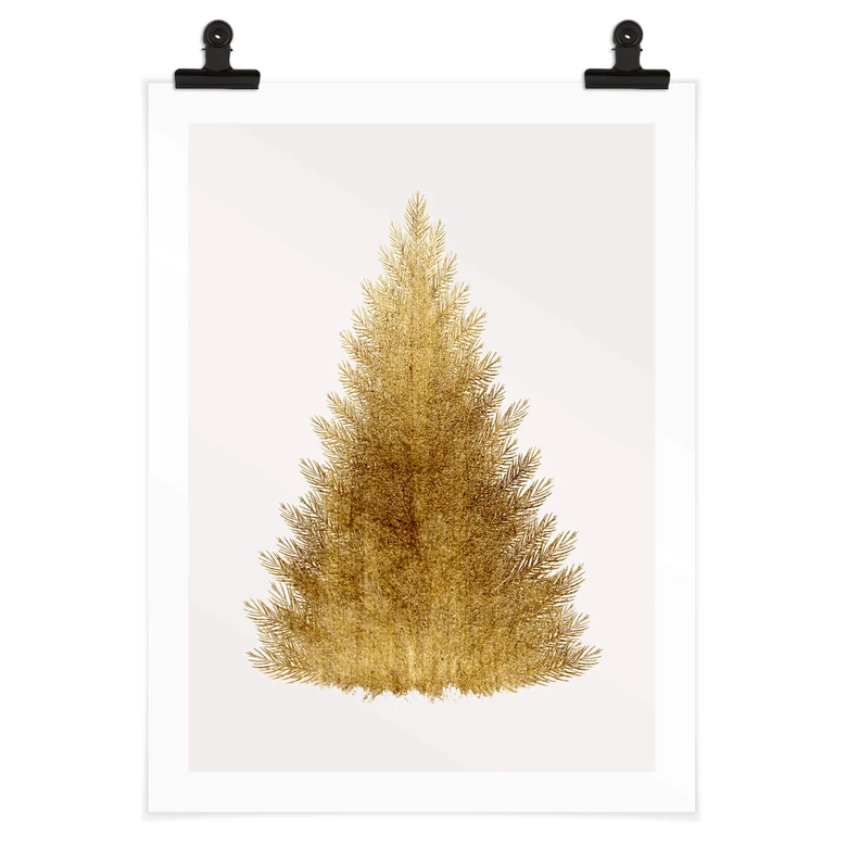 Poster Kubistika - Goldener Weihnachtsbaum 