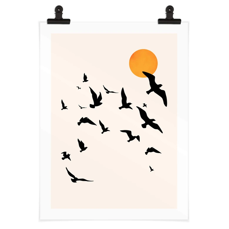 Poster Zugvögel auf dem Weg in den Süden - Kubistika 