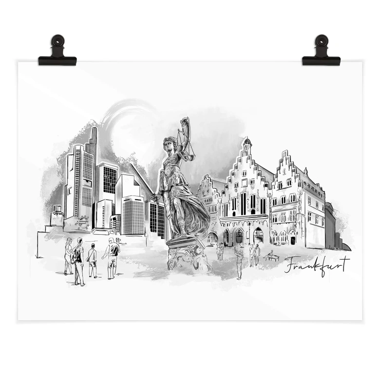 Poster Frankfurt - Svartvitt - Love your City 