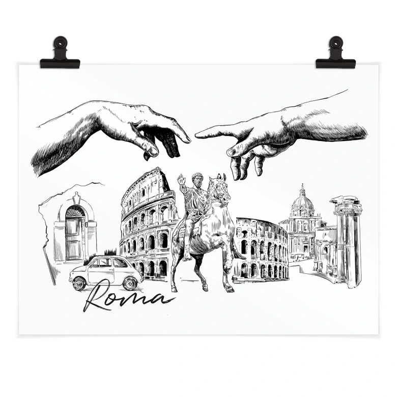 Poster Roma - Schwarz-Weiß - Love your City 