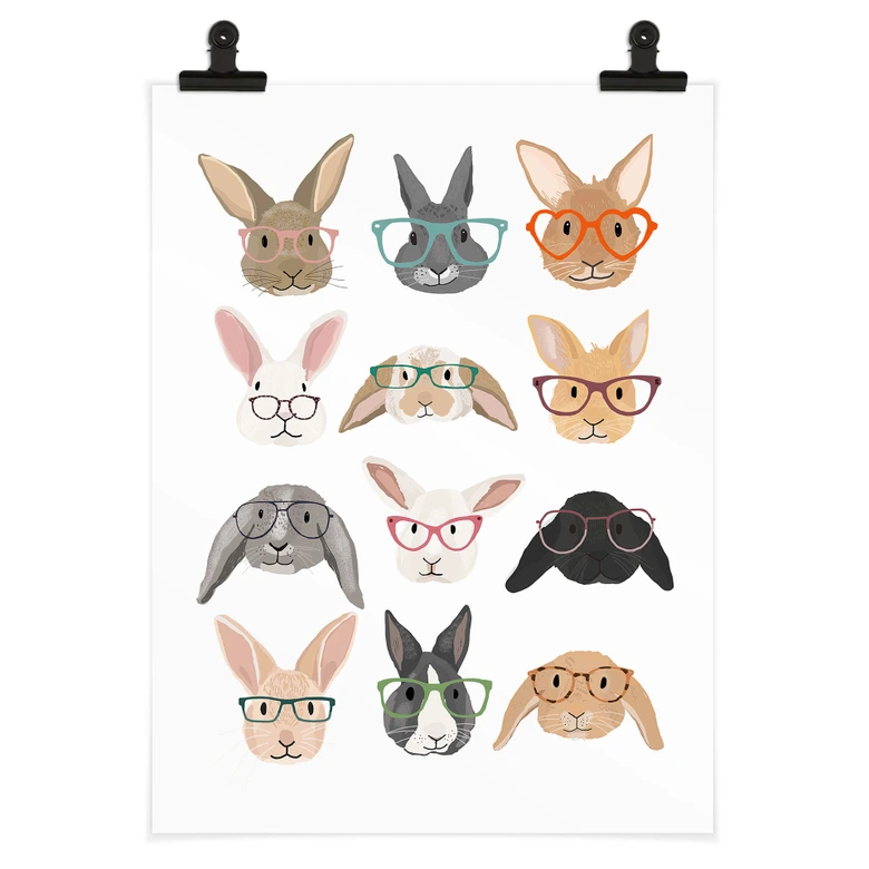 Poster Hasen mit Brillen - Melin 