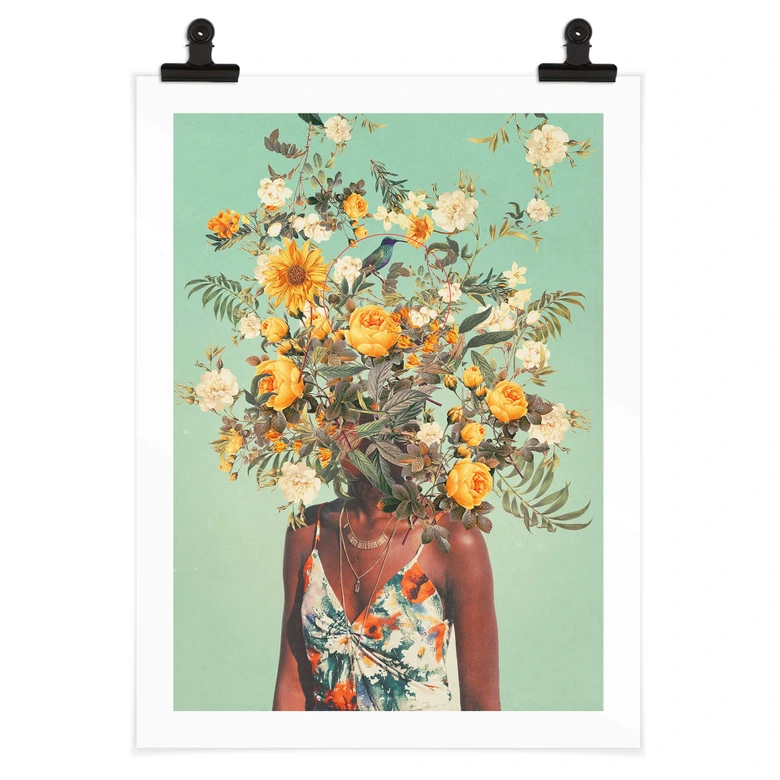 Poster Moth - Frau mit Sommerblumen auf dem Kopf 