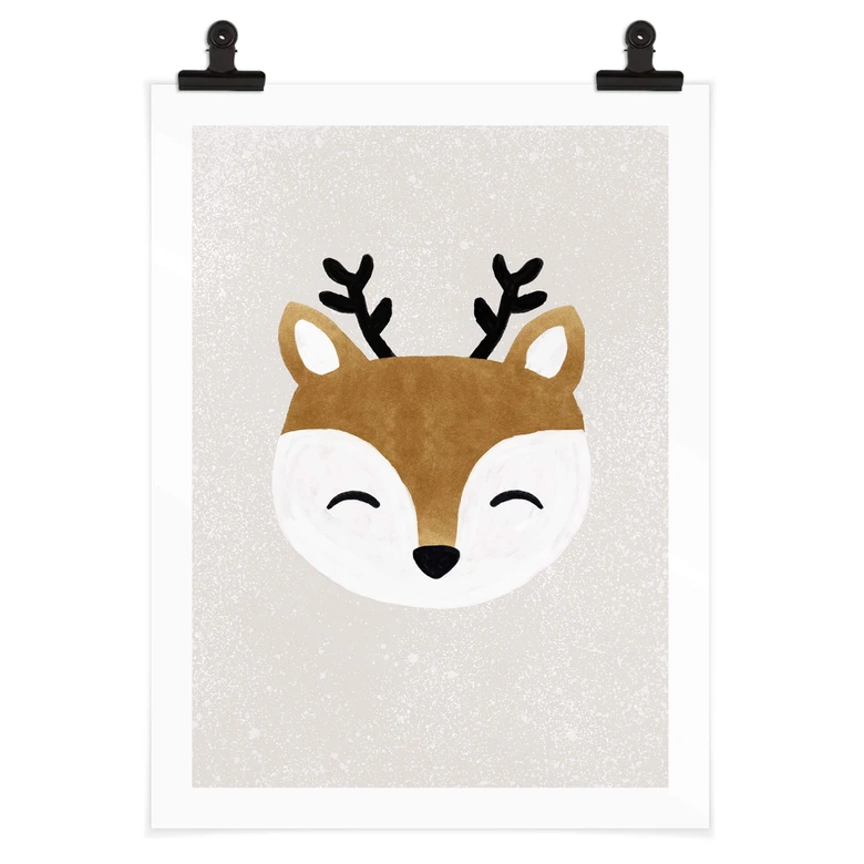 Poster Weihnachten - Niedliches Rentier - Orara Studio 