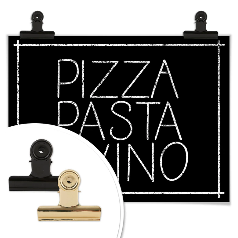 Poster Pizza Pasta & Vino svart 