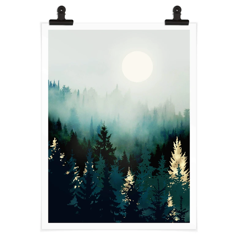 Poster SpaceFrog Designs - Nebliger Wald 