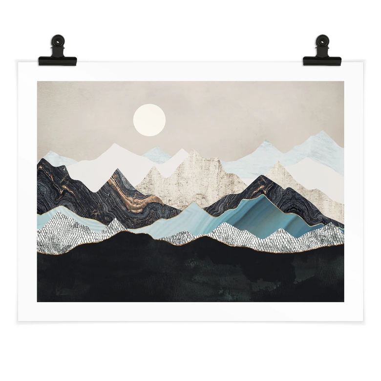 Poster Ruhige Berglandschaft in der Dämmerung - SpaceFrog Designs 