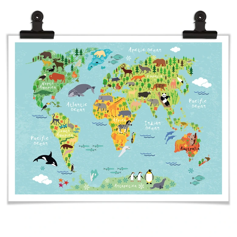 Poster Animal World Map 