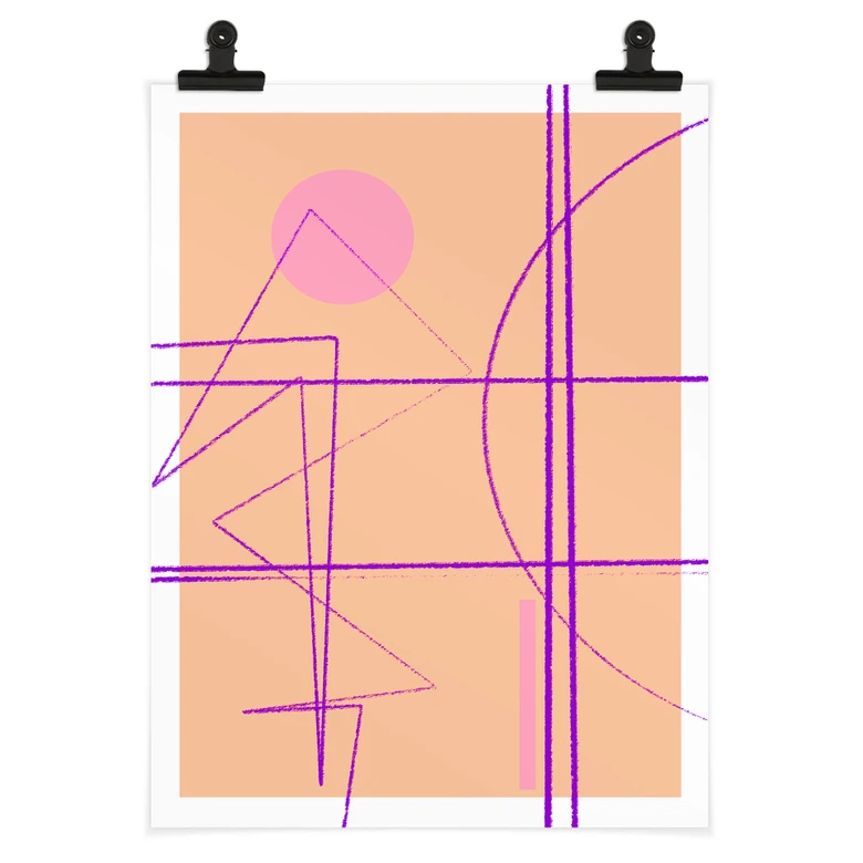 Poster Abstrakte Linien auf orangem Hintergrund - Treechild 