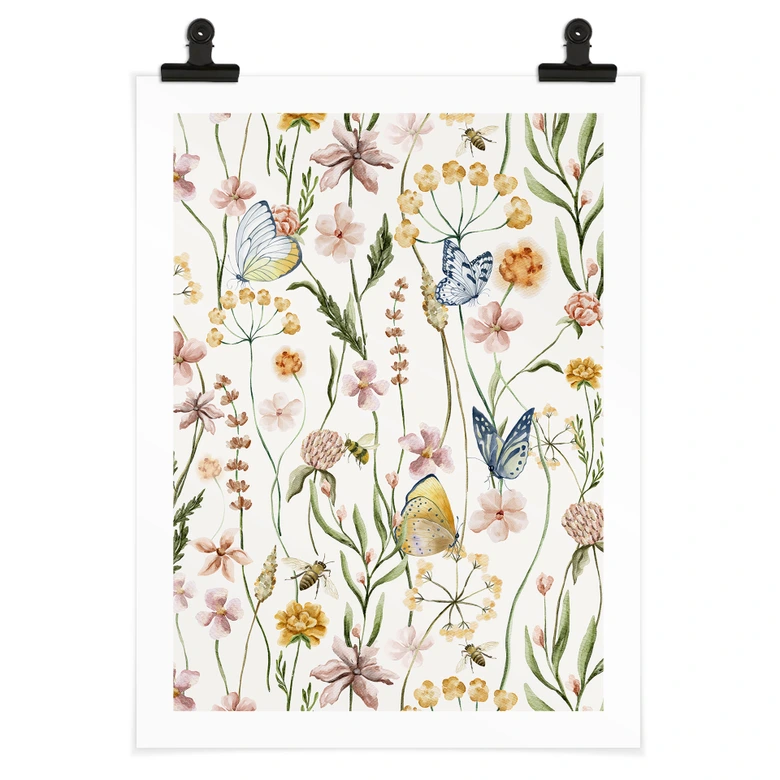 Poster Lenteweide met vlinders - UN Designs 