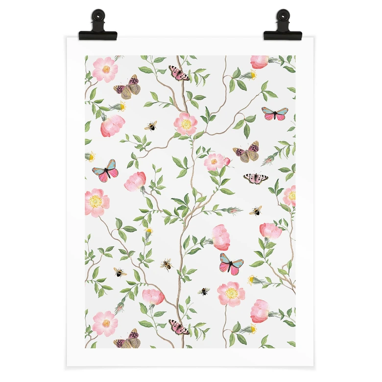 Poster Rosa Christrosen im Frühling - UN Designs 