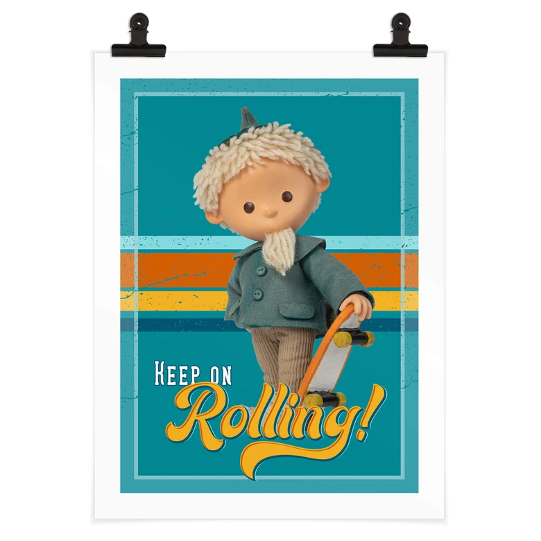 Poster Unser Sandmännchen - Sandmann mit Skateboard - Kinderposter 