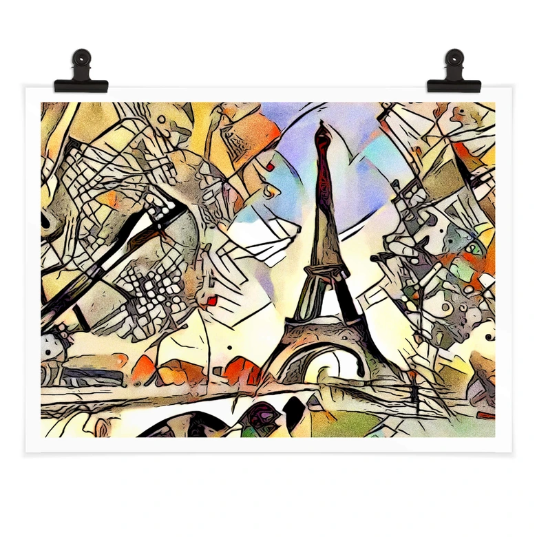 Poster Zamart - Kandinsky trifft Paris Eifelturm 