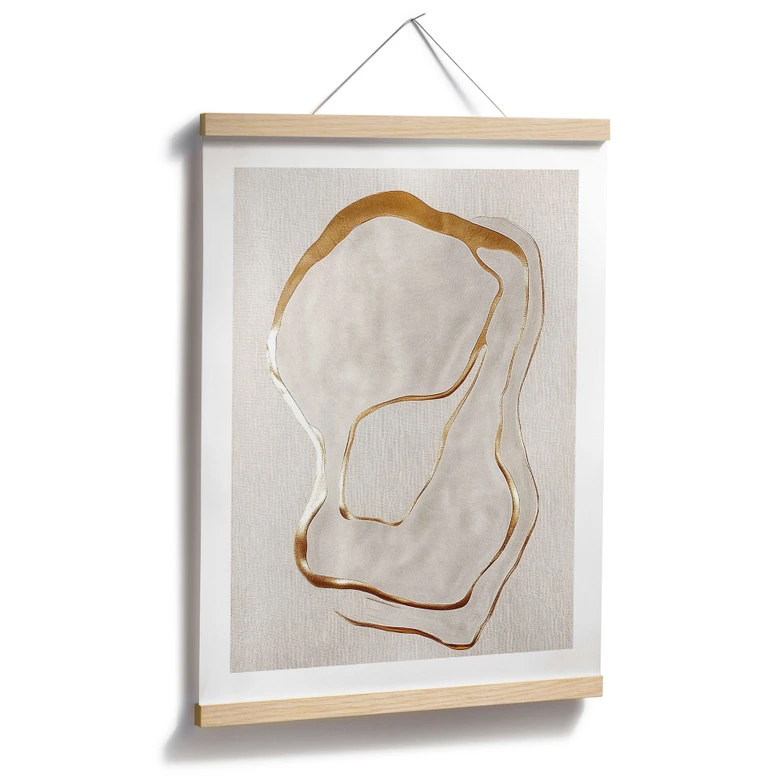 Poster med abstrakt linjekonst i guld och beige - Alma 