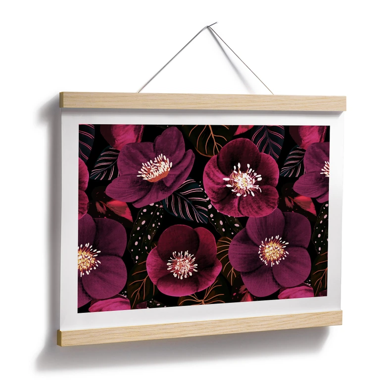 Poster Florale Blütenpracht in Purpurtönen - Anis Illustration 