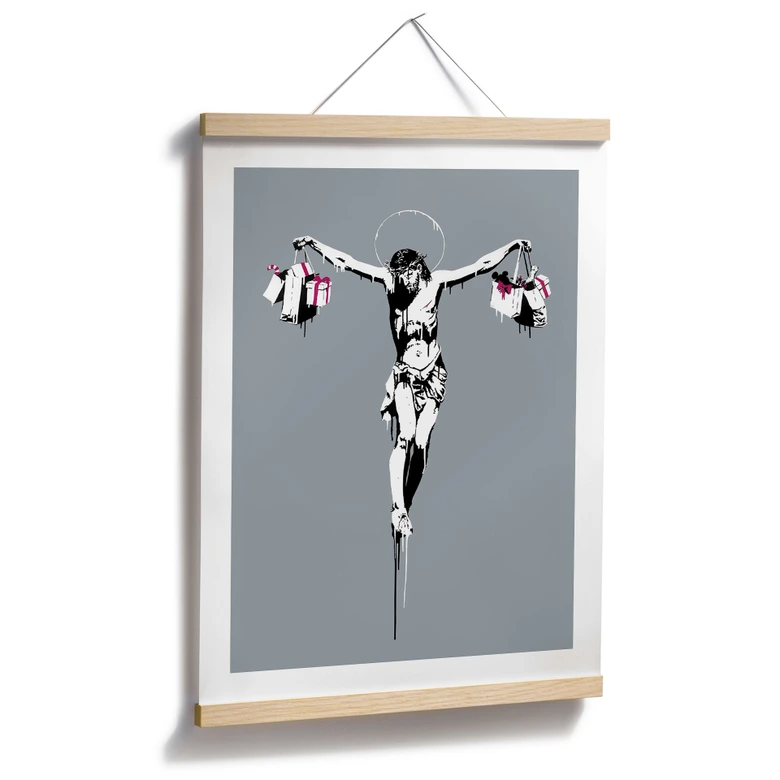 Poster Banksy - Jesus Christus mit Einkaufstüten 