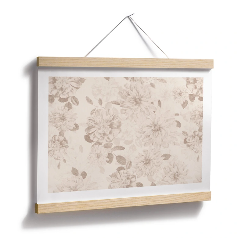 Blumen Poster Dahlien Shabby Chic Beige - Bloomery Decor 