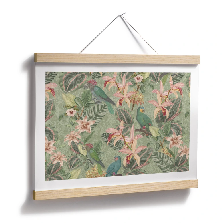 Poster Dschungel mit Papageien Grün - Bloomery Decor 