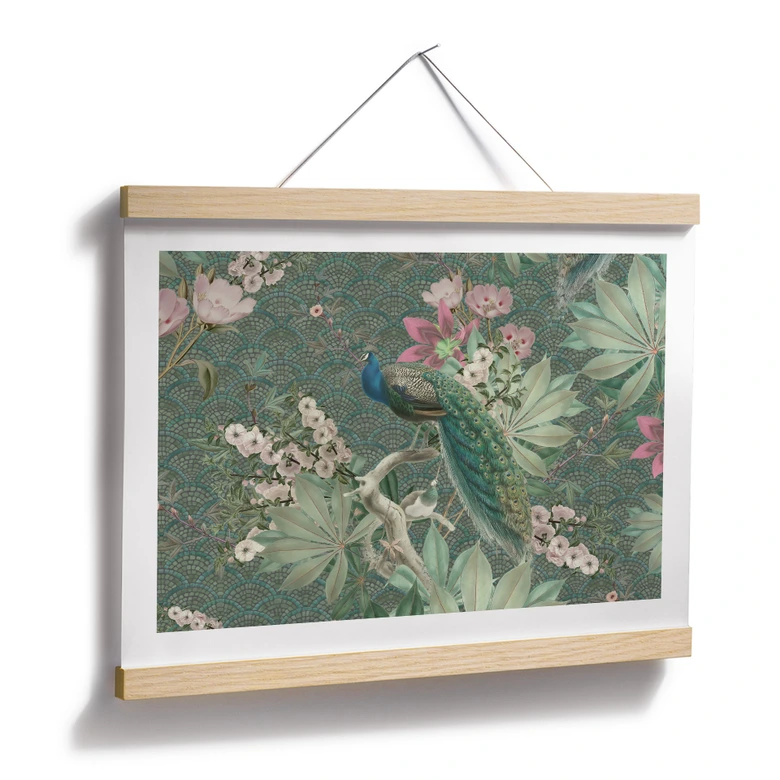 Poster Pfau im Tropengarten auf Mosaik - Bloomery Decor 