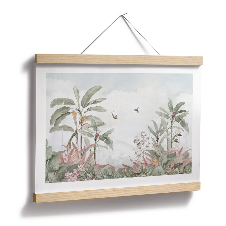 Plakat Tropikalna sielanka z kolibrem niebieski - Bloomery Decor 