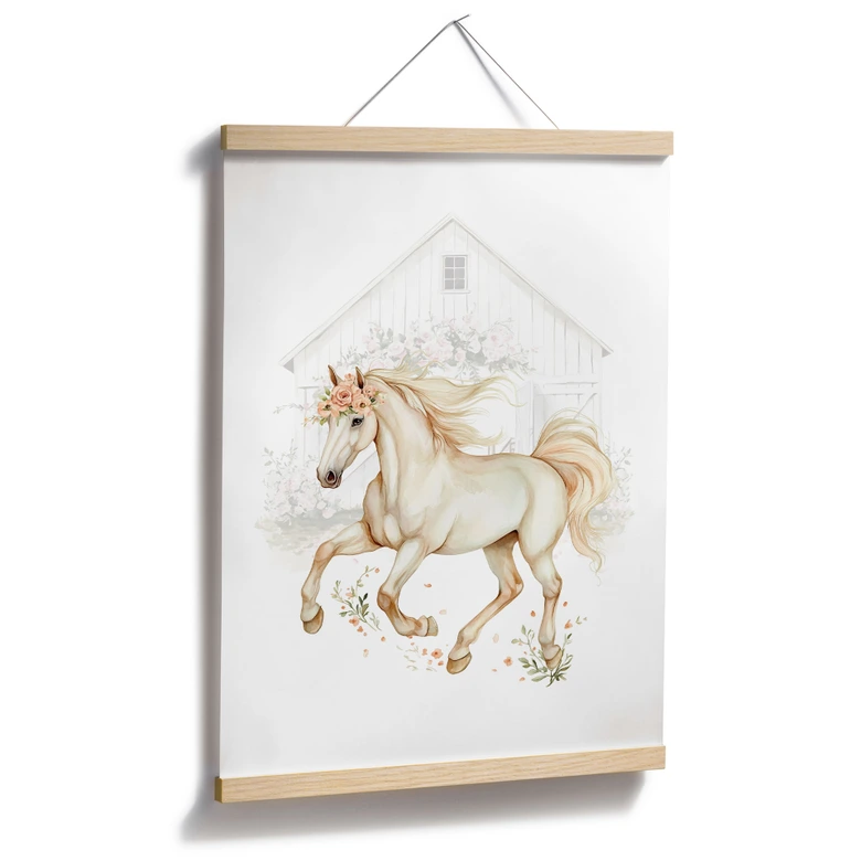 Kinderposter Boho Pferd im sanften Galopp 