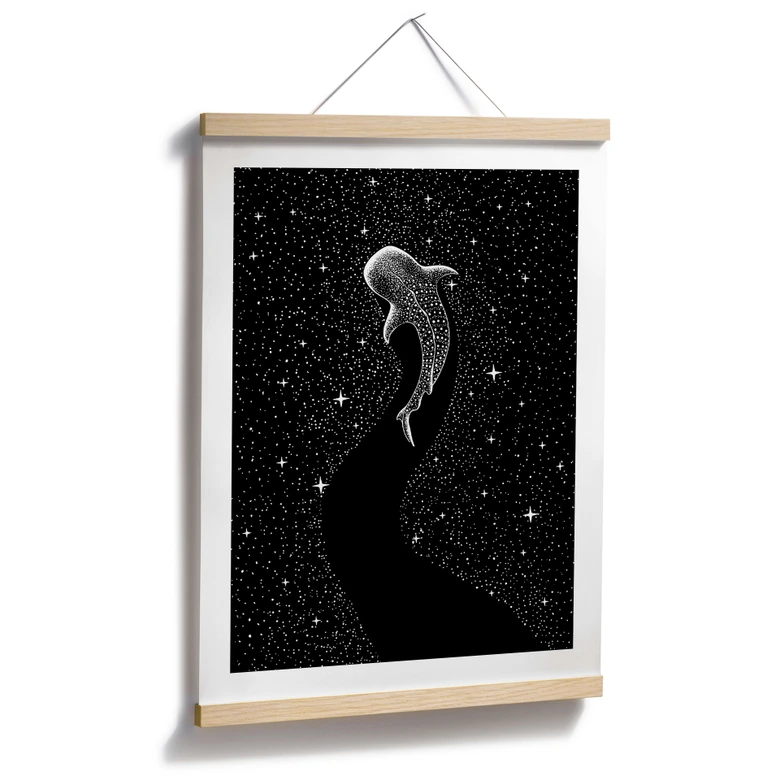 Póster Tiburón ballena en el océano de las estrellas - Cakir 