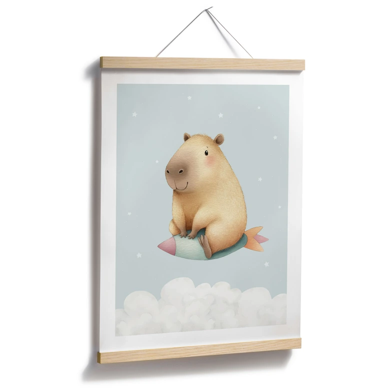 Poster enfant Capybara dans l'espace - Rêve d'étoile 