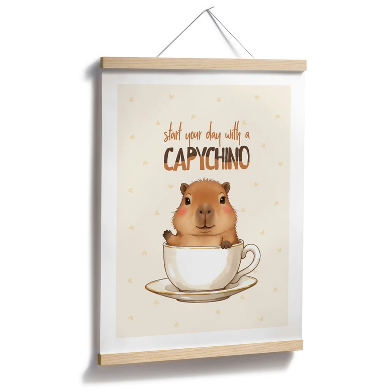 Sägande poster Capybara i kaffe - Capychino 