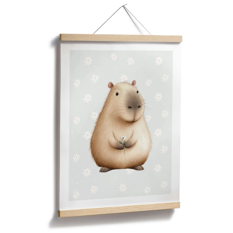 Poster för barn - Lodjur med prästkragar 