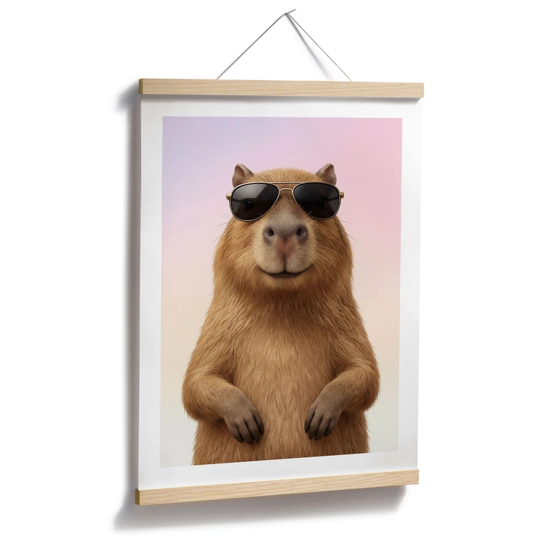 Poster Coole capibara met zonnebril 