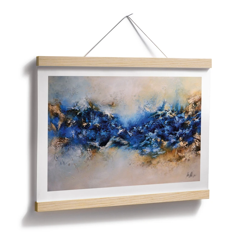 Poster Blau-goldene Interaktion - Fedrau 