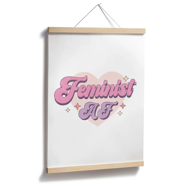 Póster con declaración - Feminist AF Pink Heart 