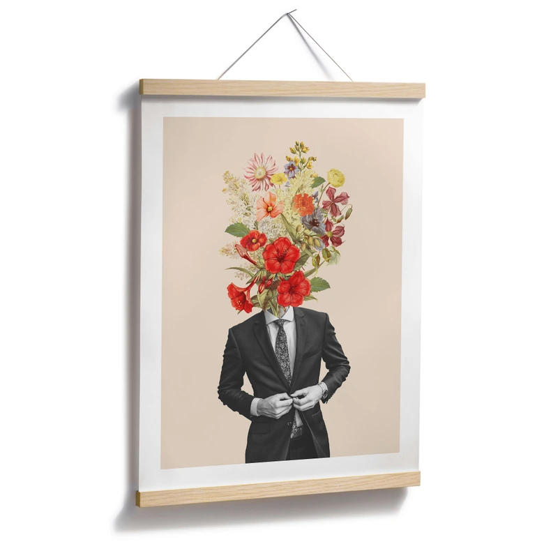 Poster Mann im Anzug mit Wildblumen - Frida Floral Studio 