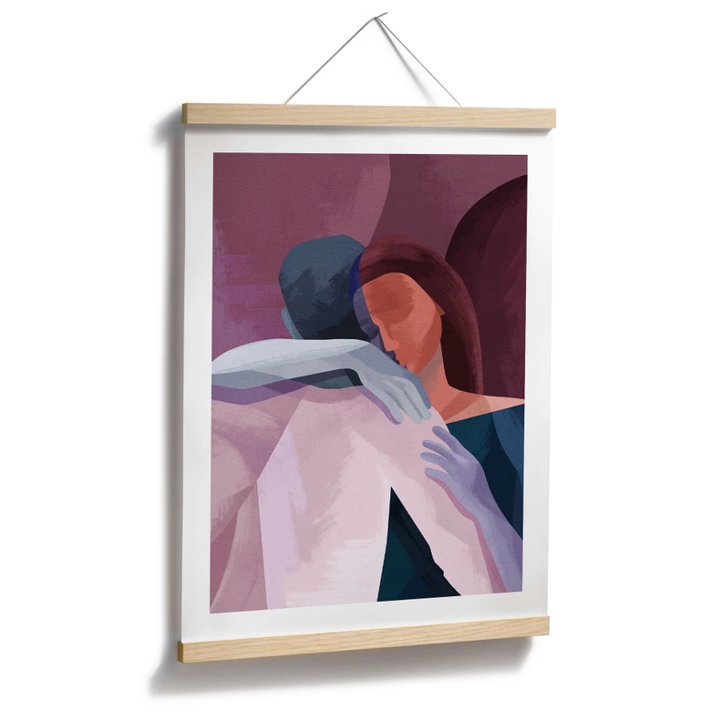 Poster Liebe - Abstrakte Umarmung Liebespaar - Goed Blauw 