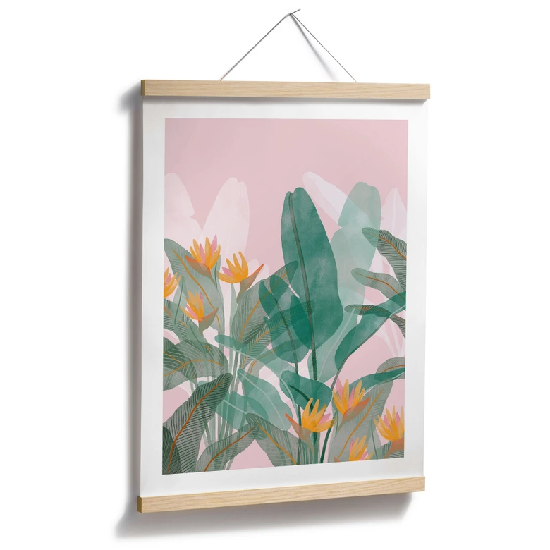 Poster Botanische Illustration in Grün und Rosa - Goed Blauw 