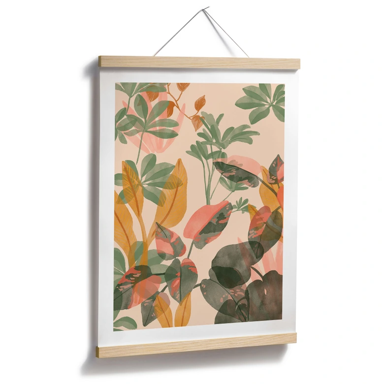 Poster Garten mit tropischen Pflanzen - Goed Blauw 
