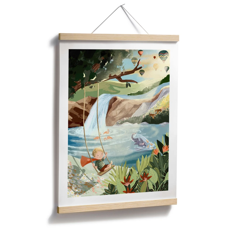 Poster Balançoires dans l'oasis de la nature - Goed Blauw 
