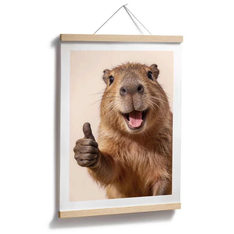 Happy Capybara poster med tummen upp 