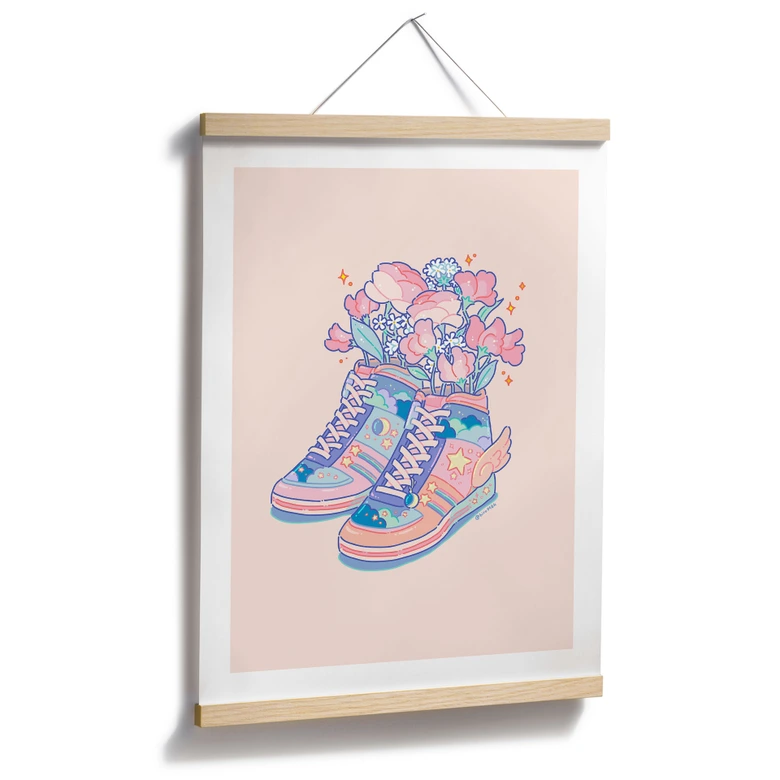 Poster Pastell Sneaker mit Blumen Kawaii - Hashimoto 