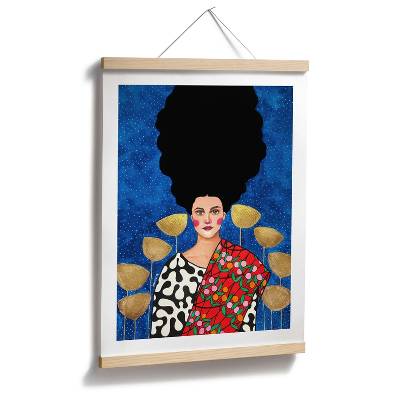 Poster vrouw in het veld met gouden bladeren - Hülya 