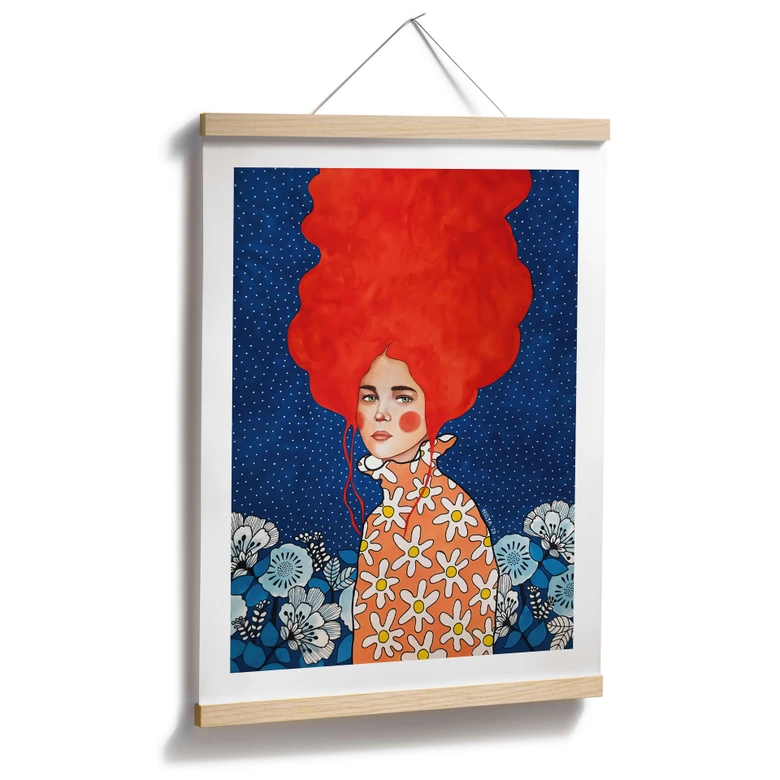 Poster Frau mit rotem Haar und Blüten - Hülya 