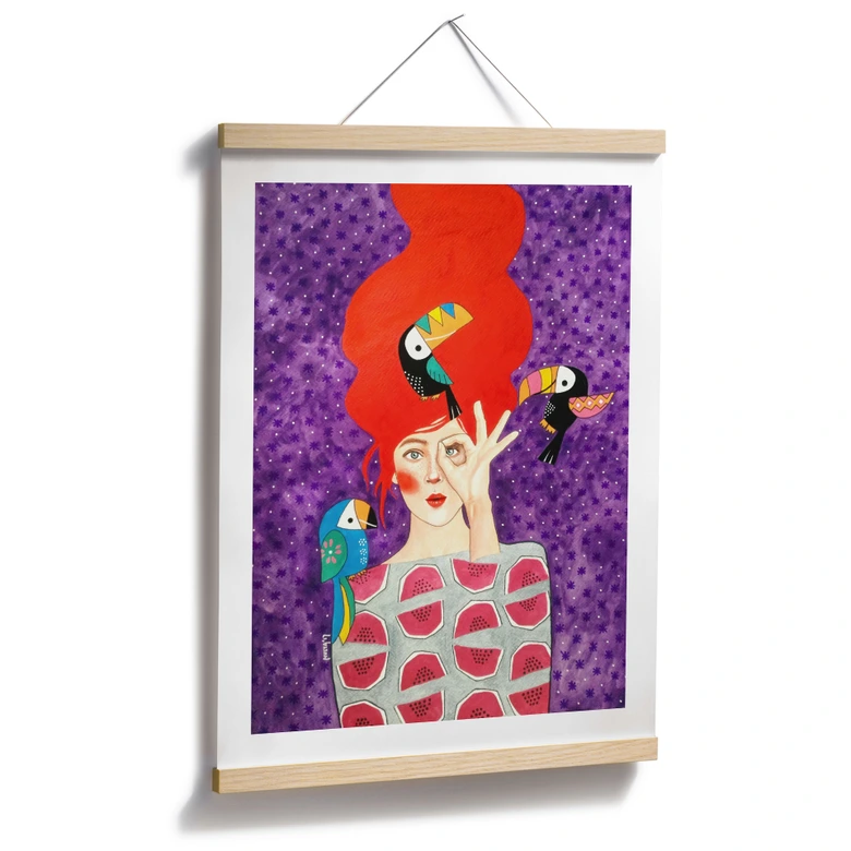 Poster Frau mit Tukan-Trio - Hülya 