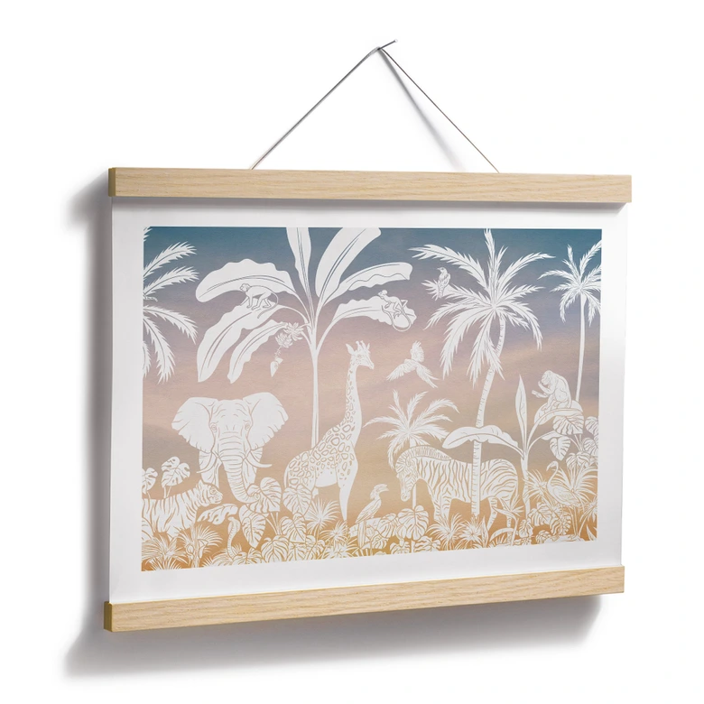 Póster Selva paradisíaca con animales salvajes - Ombre - Kikki Belle 