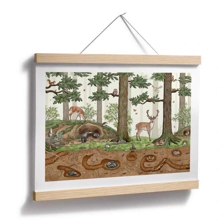 Poster fürs Kinderzimmer - Wimmelbild Waldtiere - Kikki Belle 