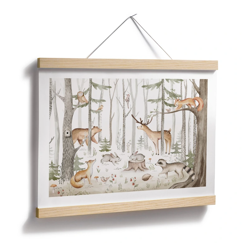 Poster med djur för barn - Äventyr med skogens djur - Kvilis 