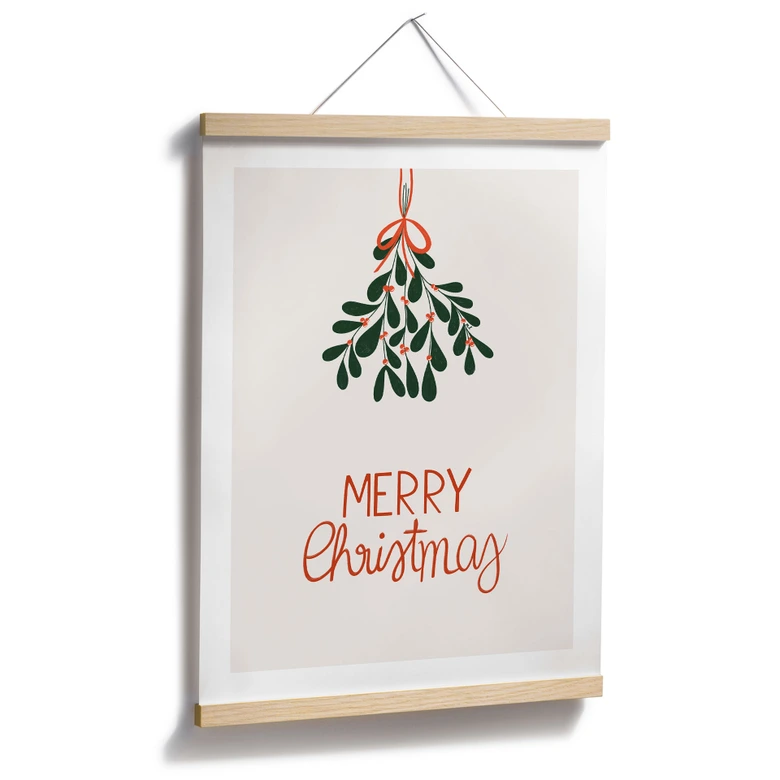 Poster de Noël Merry Christmas avec du gui - Menina Lisboa 